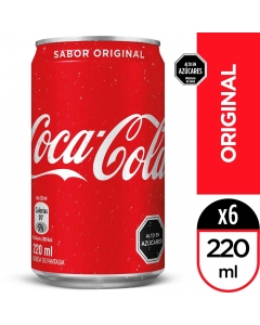 Bebida Lata Coca-Cola Original Pack 6 UND 220 ML