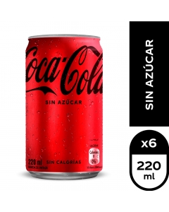Bebida Lata Coca-Cola Sin Azúcar Pack 6 UND 220 ML