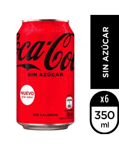 Bebida Lata Coca-Cola Sin Azúcar Pack 6 UND 350 ML