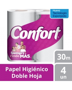 Papel Higiénico Bajo Metraje H/D Blanco 30 MT x 4 Rollos