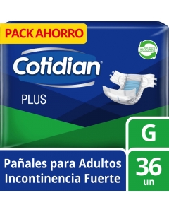 Pañales Adulto Unisex Incontinencia Fuerte Plus Grande 36 UND