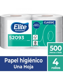 Papel Higiénico Alto Metraje H/S Económico Classic 500 MT x 4 Rollos