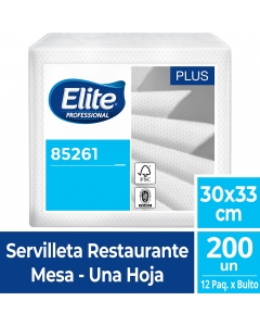 Servilleta Mesa H/S Blanca Plus 30 x 33 CM 200 HJS x 1 Pqte