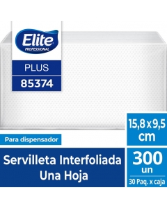 Servilleta Dispensador H/S Blanca Plus 21,6 x 15,8 CM 300 HJS x 30 Pqtes