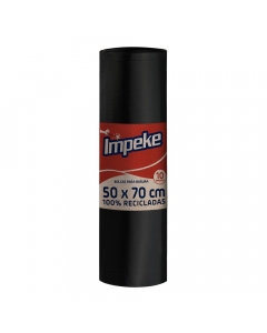 Bolsas de Basura Negro Rollo 10 UND 50 x 70 CM Impeke (Espesor 16 µm)