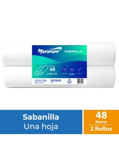 Sabanilla H/S Maxipaper Prepicada Blanca 48 MT x 2 Rollos