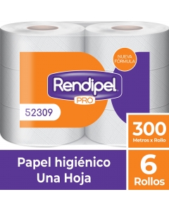 Papel Higiénico Alto Metraje H/S  300 MT x 6 Rollos