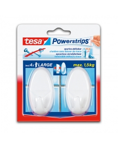 Ganchos Adhesivos Powerstrips Blancos Grandes 1,5KG Máx 2 UND