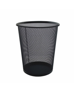 Basurero Papelero Redondo Malla Metálico Negro