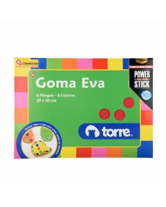 Goma Eva 6 Pliegos 6 Colores 20 x 30 CM